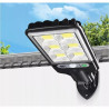 Czarna latarnia solarna z 6 diodami COB, czujnikiem ruchu i przyciskami ON/OFF