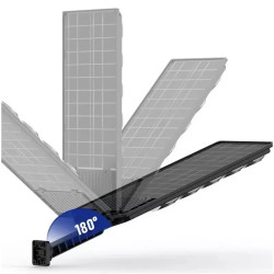 Latarnia solarna z 300 diodami LED i panelem solarnym, czujnik ruchu i uchwyt montażowy