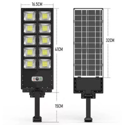 Latarnia solarna z 300 diodami LED i panelem solarnym, czujnik ruchu i uchwyt montażowy