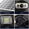 Latarnia solarna z 300 diodami LED i panelem solarnym, czujnik ruchu i uchwyt montażowy
