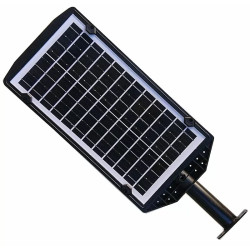 Czarna latarnia solarna LED z 14 modułami COB, panelem solarnym i mocowaniem