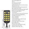 Czarna latarnia solarna LED z 14 modułami COB, panelem solarnym i mocowaniem