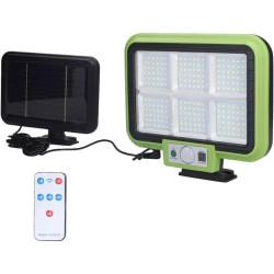 Zielono-czarna lampa solarna z 216 diodami LED, panel solarny z kablem i pilot