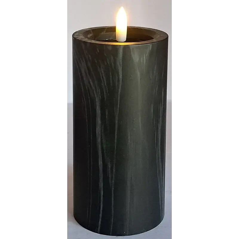 Świeca LED imitująca marmur o wymiarach 15x7,5 cm z migoczącym płomieniem