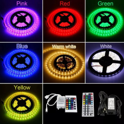 Zestaw taśmy LED RGB 5 m z 150 diodami oraz pilotem i zasilaczem