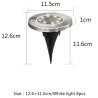 Cztery okrągłe lampy solarne LED z metalową ramą i szpikulcem do wbicia w ziemię