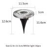 Cztery okrągłe lampy solarne LED z metalową ramą i szpikulcem do wbicia w ziemię