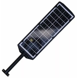 Czarna lampa solarna LED z panelem słonecznym, czujnikiem ruchu i pilotem