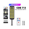 Czarna lampa solarna LED z panelem słonecznym, czujnikiem ruchu i pilotem