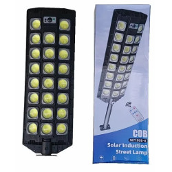 Czarna lampa solarna LED z panelem słonecznym, czujnikiem ruchu i pilotem