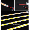 Listwa LED meblowa w aluminiowej osłonie, widoczny pasek diod COB i przewód zasilający