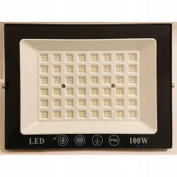 Smukły naświetlacz LED 100W z czarną ramą i białą wnęką z diodami LED