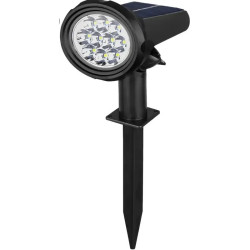 Czarny lampa solarna z wbijanym szpikulcem i panelem słonecznym na górze