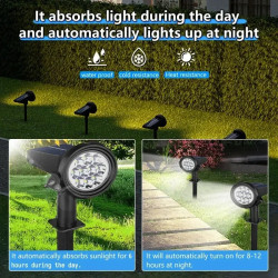 Czarny lampa solarna z wbijanym szpikulcem i panelem słonecznym na górze
