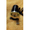 Halogen motocyklowy LED U4 z ringiem, kablem i włącznikiem, czarna obudowa ze srebrnym pierścieniem