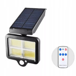 Halogen solarny z panelem, 4 diodami COB i pilotem do sterowania