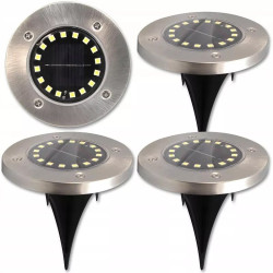 4 lampy solarne LED wbijane z 16 diodami SMD i metalową obudową
