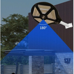 Latarnia solarna UFO z 850 diodami LED, czujnikiem ruchu i mocowaniem na rurę
