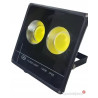 czarny halogen LED z dwoma żółtymi diodami COB, front z napisem flood light 100W
