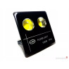 czarny halogen LED z dwoma żółtymi diodami COB, front z napisem flood light 100W