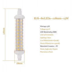 Żarnik LED z trzonkiem R7S o długości 135 mm z widocznymi diodami LED na obudowie