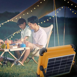 Pomarańczowy przenośny halogen LED z panelem solarnym i portem USB