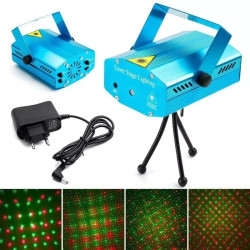 Niebieski mini projektor laserowy 3D na statywie z metalowym uchwytem