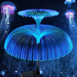 Para lamp solarnych LED RGB w kształcie podwójnej meduzy świecąca kolorowo w nocy