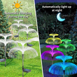 Para lamp solarnych LED RGB w kształcie podwójnej meduzy świecąca kolorowo w nocy