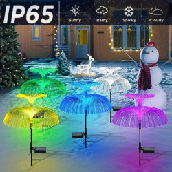 Para lamp solarnych LED RGB w kształcie podwójnej meduzy świecąca kolorowo w nocy