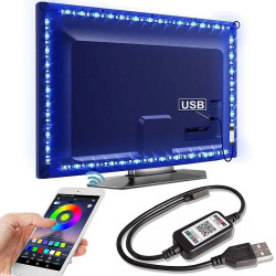 Taśma LED RGB 5 metrów z kablem USB i modułem sterowania Bluetooth podświetlająca telewizor