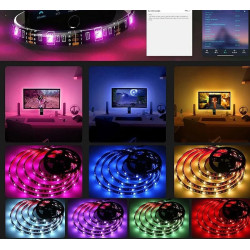 Taśma LED RGB 5 metrów z kablem USB i modułem sterowania Bluetooth podświetlająca telewizor