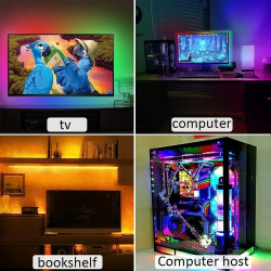 Taśma LED RGB 5 metrów z kablem USB i modułem sterowania Bluetooth podświetlająca telewizor