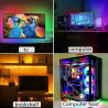 Taśma LED RGB 5 metrów z kablem USB i modułem sterowania Bluetooth podświetlająca telewizor