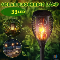 Czarna lampa ogrodowa solarna z efektem migoczącego płomienia LED, wysokość 55 cm