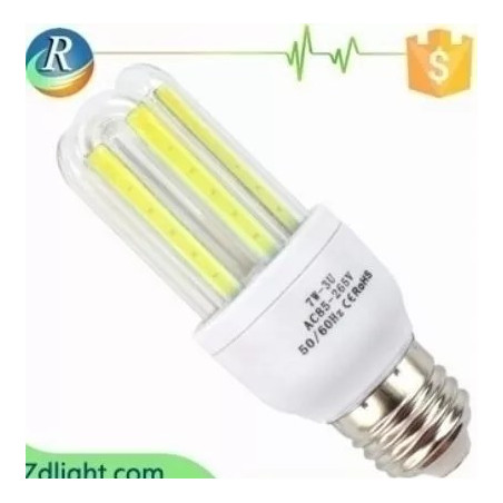 Żarówka LED 5W z trzema rurkami LED, biała podstawa z gwintem E27