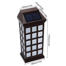 Zestaw dwóch brązowych lamp ściennych solarnych z białym światłem