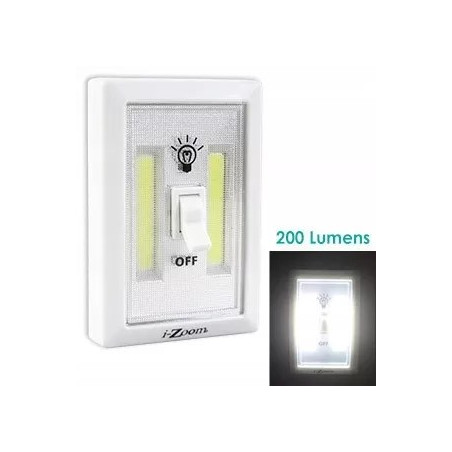 Biała bezprzewodowa lampka LED z dwoma paskami COB i przełącznikiem