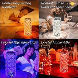 Kryształowa lampa LED o geometrycznym wzorze emitująca różnokolorowe światło