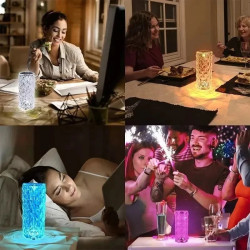 Kryształowa lampa LED o geometrycznym wzorze emitująca różnokolorowe światło