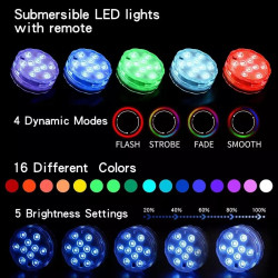 Podwodna lampka LED RGB świecąca różnymi kolorami w wodzie i jako podstawka pod drinki