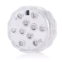 Podwodna lampka LED RGB świecąca różnymi kolorami w wodzie i jako podstawka pod drinki