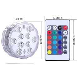 Podwodna lampka LED RGB świecąca różnymi kolorami w wodzie i jako podstawka pod drinki