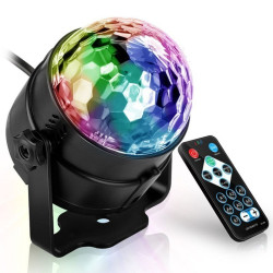 Kolorowa kula dyskotekowa LED RGB z pilotem na białym tle
