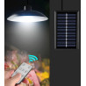 Wisząca lampa solarna czarna z białym wnętrzem i panelem solarnym na kablu oraz pilotem