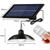 Wisząca lampa solarna czarna z białym wnętrzem i panelem solarnym na kablu oraz pilotem