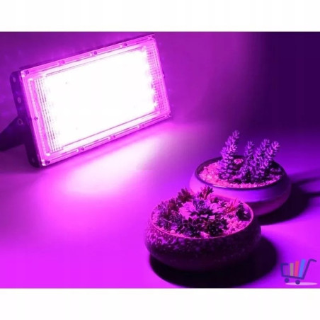 Halogen LED 50 W do upraw roślin emitujący różowe światło