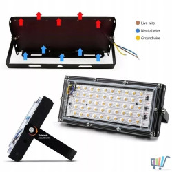 Halogen LED 50 W do upraw roślin emitujący różowe światło