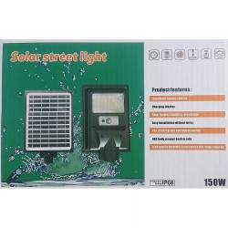 Latarnia solarna LED 150W z pilotem i uchwytem montażowym na ścianę lub słup