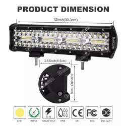 Halogen LED roboczy doświetlacz 240W 6000K IP67 12V czarny z uchwytami i akcesoriami montażowymi